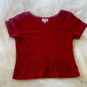 red laced top